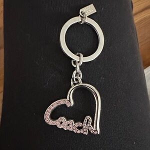 Coach Silver and Pink Heart Keychain